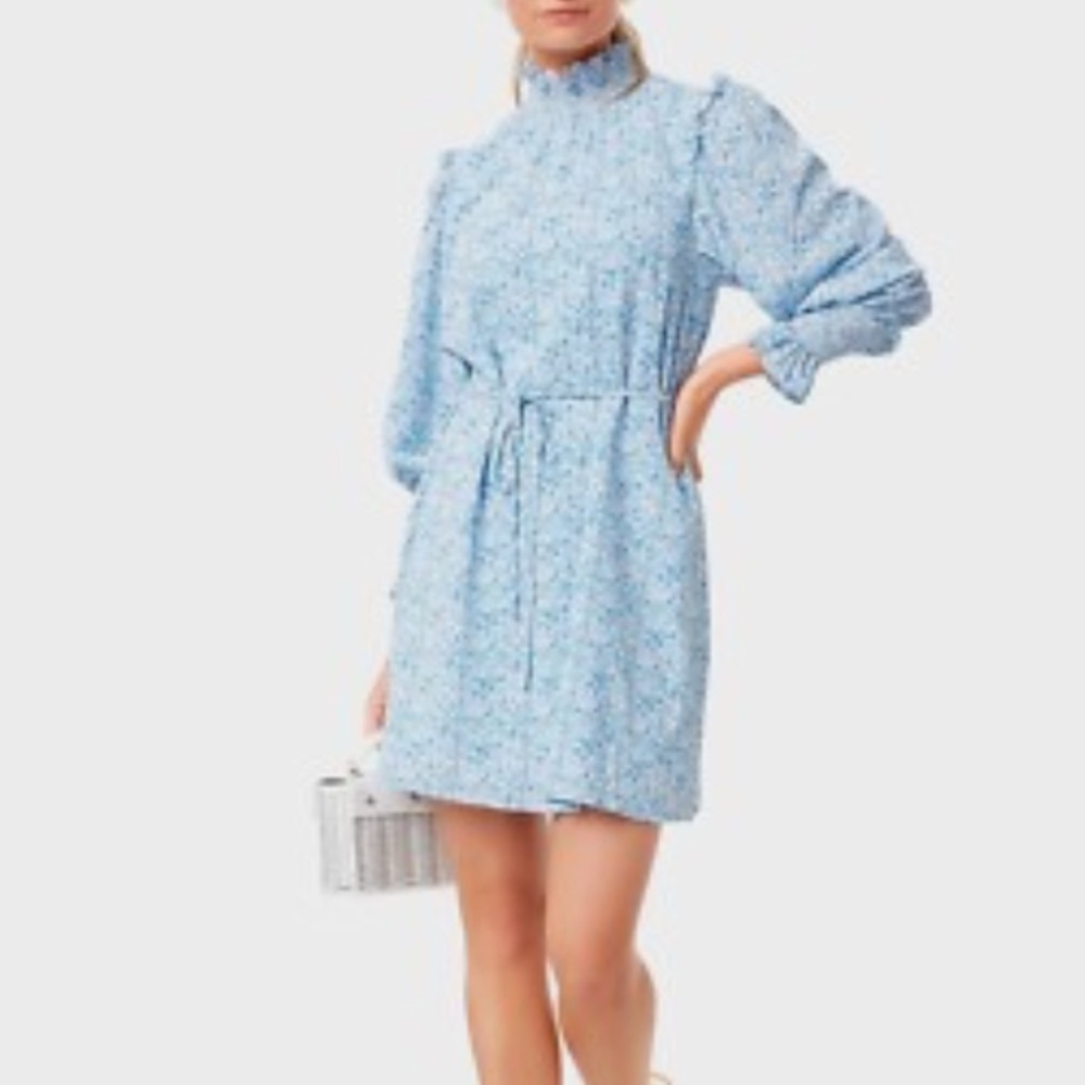 Pomander Place Blue Floral Long Sleeve Dress